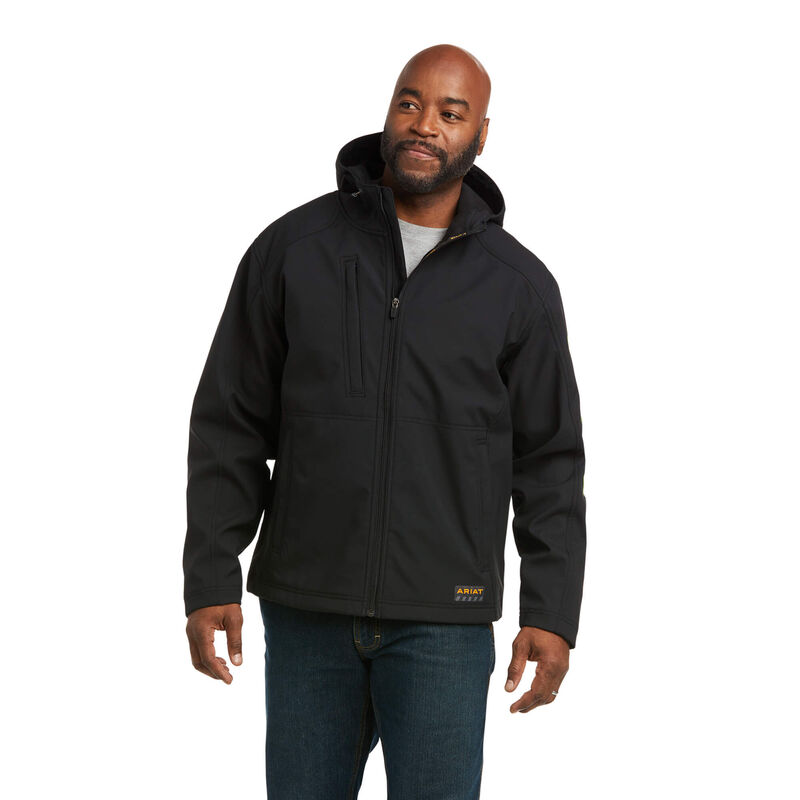 Ariat Jacke Herren - Rebar Stretch Canvas Softshell Hooded Logo Schwarz ( PWLOE-4021 )
